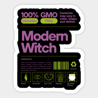 Modern Witch Nutritional Facts: Ingredients and Magical Powers Sticker